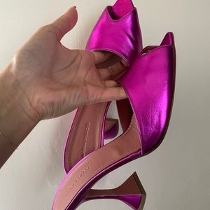 Amina Muaddi Tina Peep-Toe Slipper Sandals